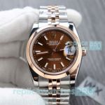 Best Buy Copy Rolex Datejust Brown Dial 2-Tone Rose Gold Men's Watch